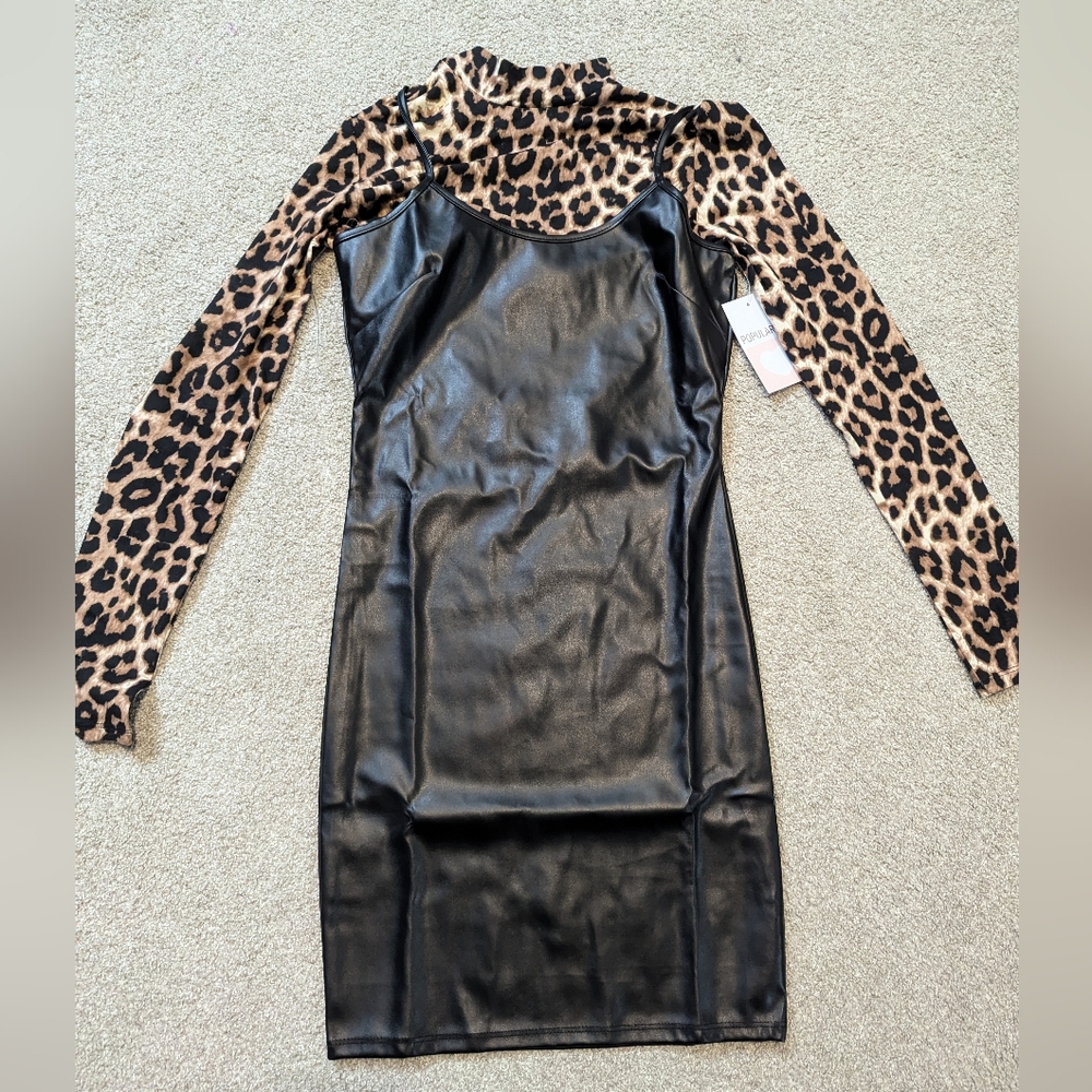 Leopard Print and Black Dress